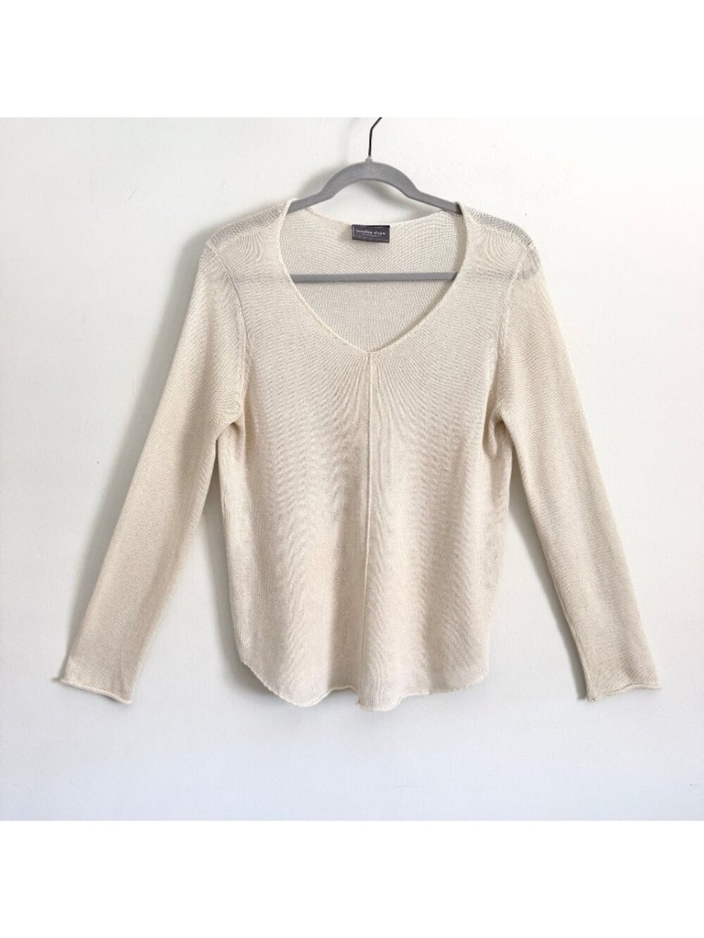 Wooden Ships Ivory Woven Long Sleeve Sweater Lightweight V-Neck Women’s XS / S
